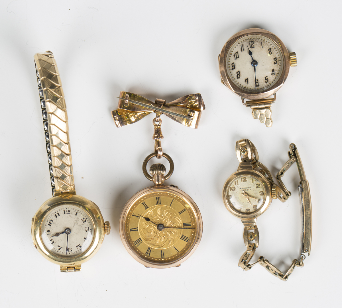 An 18ct gold circular cased lady's wristwatch with unsigned jewelled lever movement, import mark