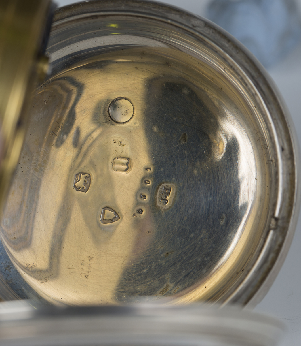 A Victorian silver cased key wind open-faced gentleman's pocket watch, the gilt movement detailed ' - Image 3 of 7