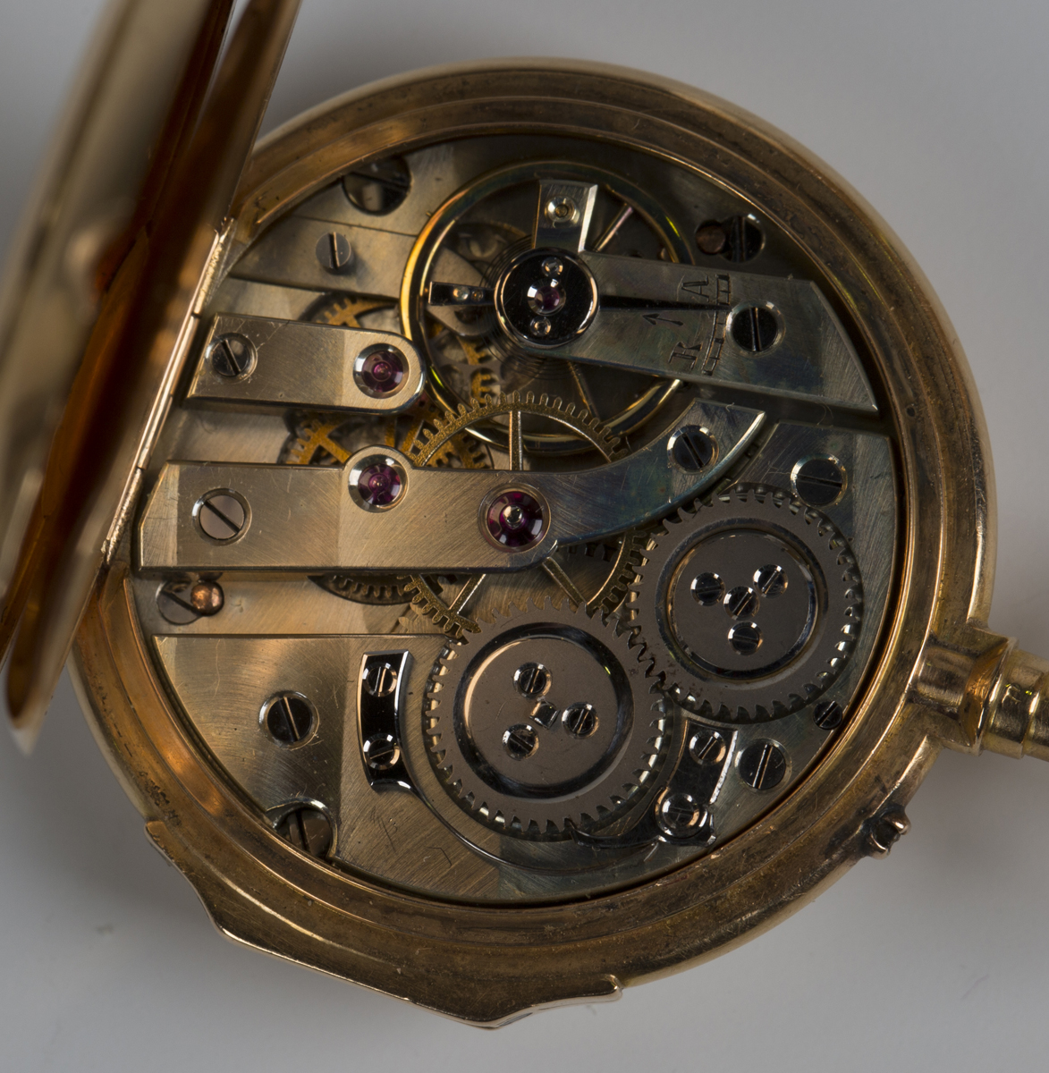 A gold cased keyless wind open-faced lady's fob watch with jewelled cylinder movement, gold inner - Image 7 of 8