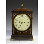 A Regency mahogany bracket clock with eight day twin fusee movement striking on a bell, the