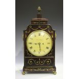 A Regency brass inlaid mahogany bracket clock with brass eight day twin fusee movement striking on a