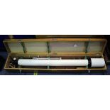 A Japanese white and black enamelled telescope by Goto of Tokyo, detailed '411106' and '7.5cm', with