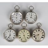 A late Victorian silver cased key wind open-faced gentleman's pocket watch, the gilt lever