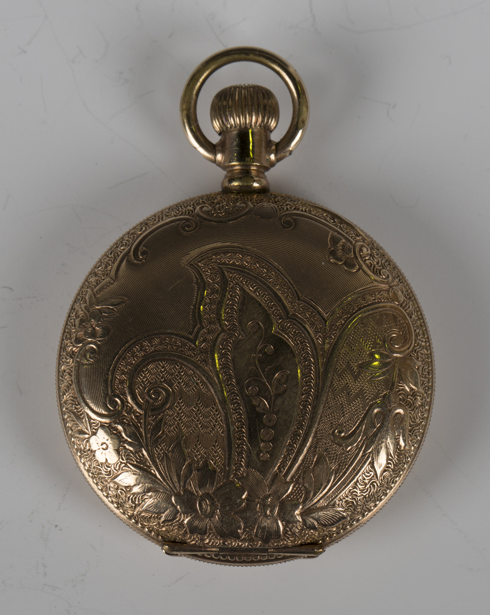 A Standard USA gilt metal keyless wind hunting cased fob watch, the gilt lever movement detailed ' - Image 7 of 8