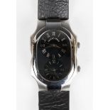 A Philip Stein steel shaped rectangular cased twin-dial Prestige Collection wristwatch, the signed