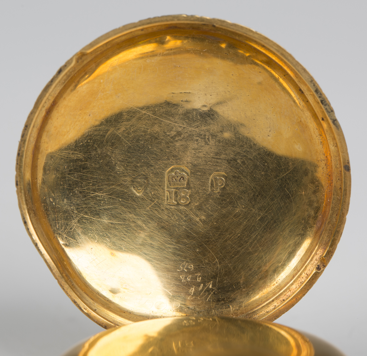 An 18ct gold cased keywind open-faced gentleman's pocket watch, the gilt fusee movement with a verge - Image 2 of 7