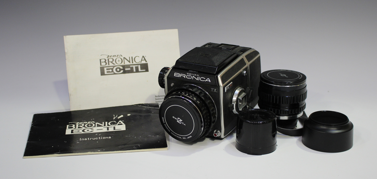 A Zenza Bronica EC-TL camera, No. CB363536, with Zenzanon MC 1:2.4 f=80mm lens, No. 801757, together