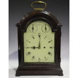 A George III mahogany bracket clock with eight day twin fusee movement striking hours on a bell with