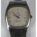 An Omega Seamaster Quartz steel cased gentleman's bracelet wristwatch, the signed cushion shaped