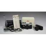A group of Leitz Wetziar Leica camera equipment, comprising a Leicaflex camera body, No. 1262788, an