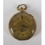 An 18ct gold cased keywind open-faced gentleman's pocket watch, the gilt fusee movement with a verge