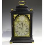 A George III Scottish ebonized bracket clock with brass four pillar eight day twin fusee movement