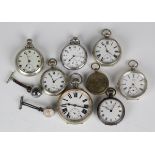 A Swiss .935 silver cased key wind open-faced pocket watch, the enamelled dial with subsidiary