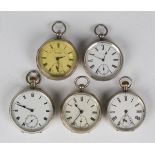 A Victorian silver cased key wind open-faced gentleman's pocket watch, the three-quarter plate