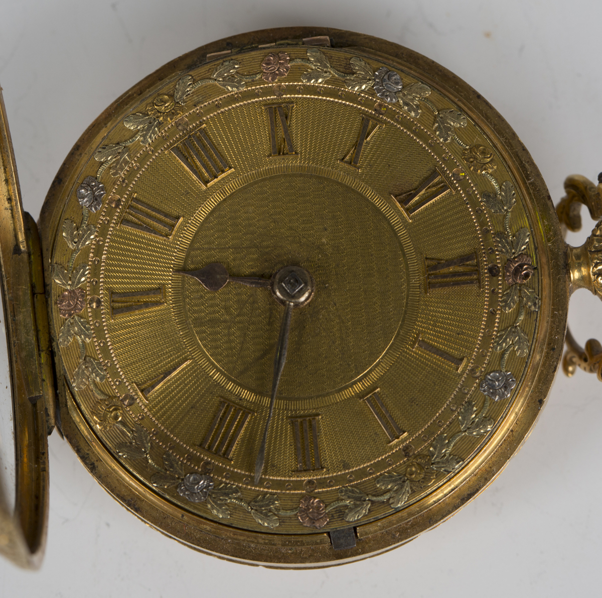 An 18ct gold cased keywind open-faced gentleman's pocket watch, the gilt fusee movement with a verge - Image 6 of 7