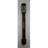 A rare George III Russian interest mahogany stick barometer, the silvered brass rectangular dial