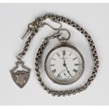 A silver cased keywind open-faced pocket watch, the gilt movement detailed 'Waltham Mass 5293298',