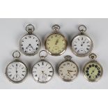 A Swiss .800 silver cased keyless wind open-faced pocket watch with jewelled cylinder movement,