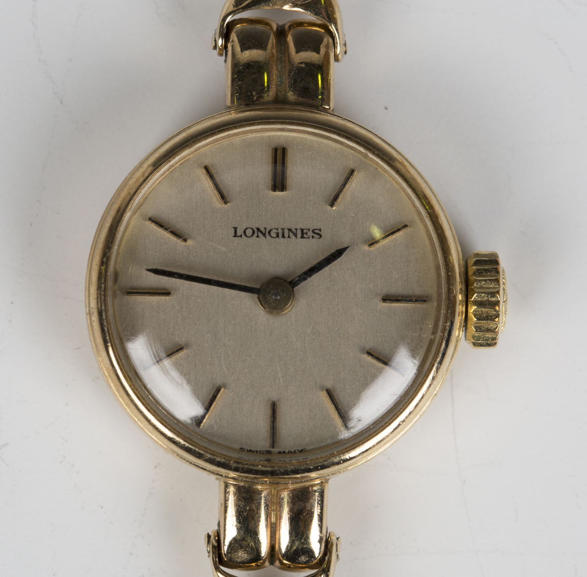 A Longines 9ct gold lady's bracelet wristwatch, the signed silvered dial with baton hour markers and - Image 7 of 7