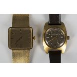 A Girard-Perregaux gilt metal fronted and steel backed lady's bracelet wristwatch, case width 2.4cm,