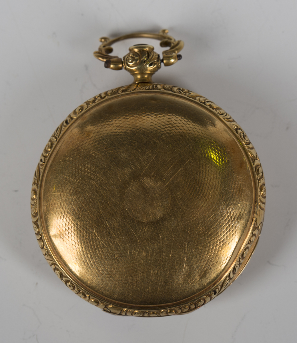 An 18ct gold cased keywind open-faced gentleman's pocket watch, the gilt fusee movement with a verge - Image 7 of 7