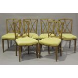 A set of six 19th century provincial ash framed farmhouse chairs with double 'X' framed backs and