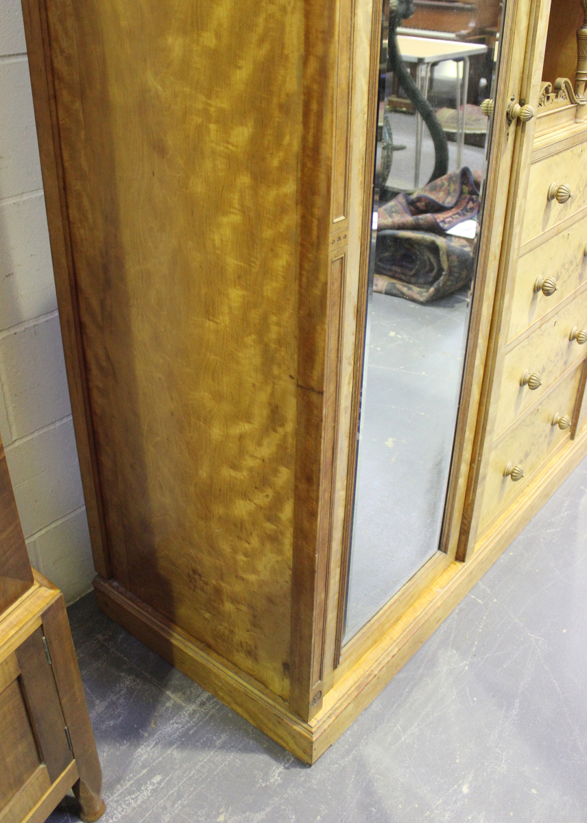 A late Victorian satinwood bedroom suite by M. Woodburn of Liverpool, comprising a wardrobe, - Image 2 of 26