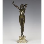 Philippe Paul - Awakening, an early 20th century French brown patinated cast bronze nude figure of a