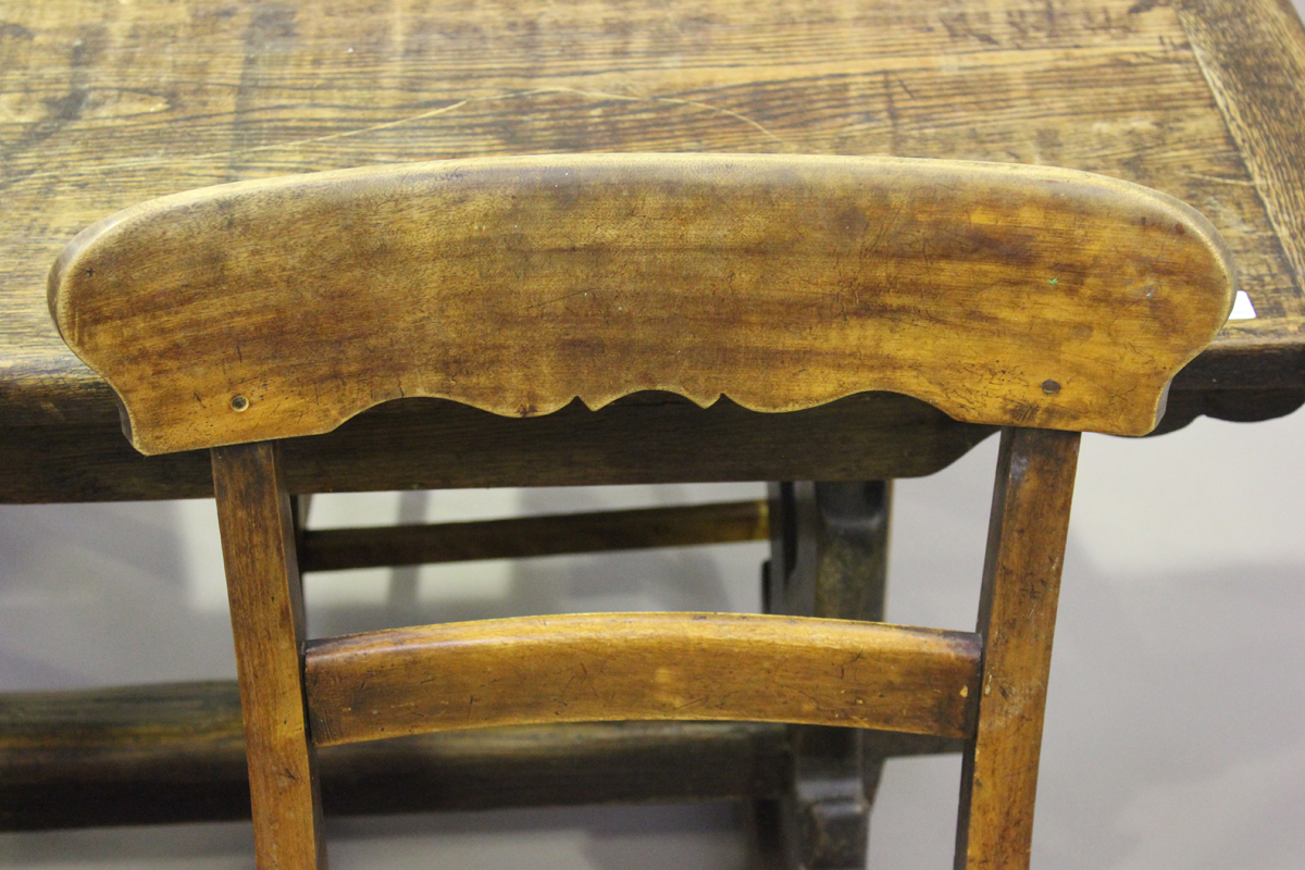 A mid-20th century oak refectory table, on pierced supports, height 73cm, length 150cm, depth - Image 4 of 6