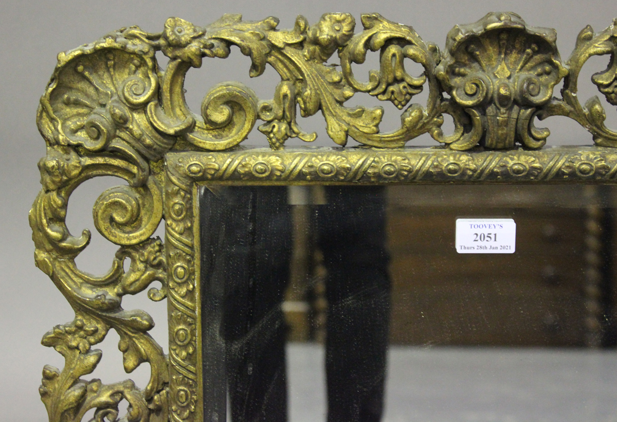 A 20th century gilt painted rectangular wall mirror, the bevelled glass within a frame of shells and - Image 4 of 5