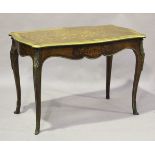 An early 20th century French kingwood and gilt metal mounted bureau plat, the serpentine top