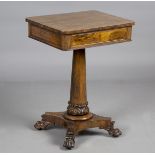 A Regency rosewood side table, in the manner of Gillows, fitted with a single oak-lined drawer,
