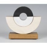 Chris Mitton - Balance (Earth Cradle), a modern carved Carrara marble, slate and limestone