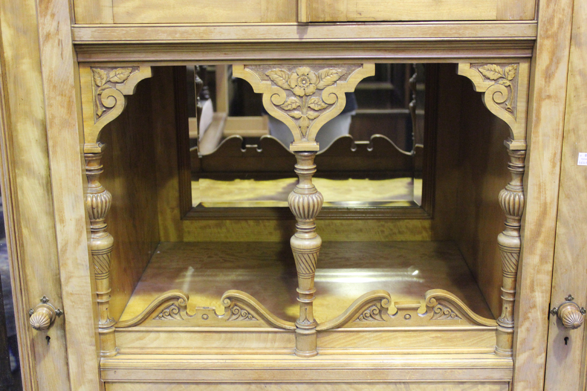 A late Victorian satinwood bedroom suite by M. Woodburn of Liverpool, comprising a wardrobe, - Image 13 of 26