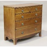 A George IV mahogany chest of drawers, raised on splayed bracket feet, height 101cm, width 108cm,