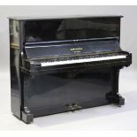 A late 19th century ebonized upright piano by C. Bechstein, Berlin, circa 1887, bearing serial