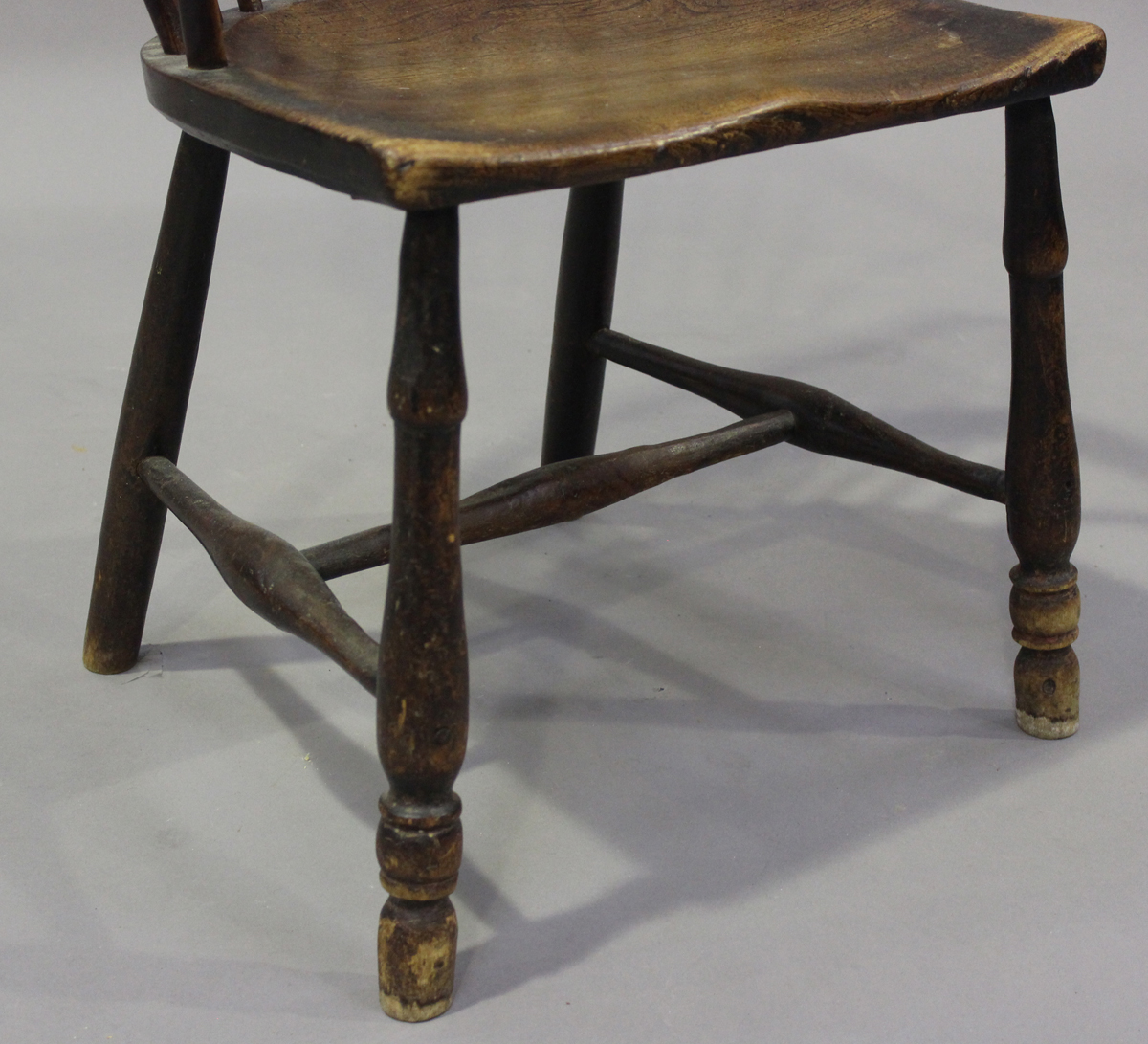 A mid-19th century primitive ash, beech and elm Windsor armchair, the armrests on shaped supports, - Image 3 of 5