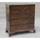 A 19th century mahogany secrétaire chest, the fall front revealing a fitted interior above three