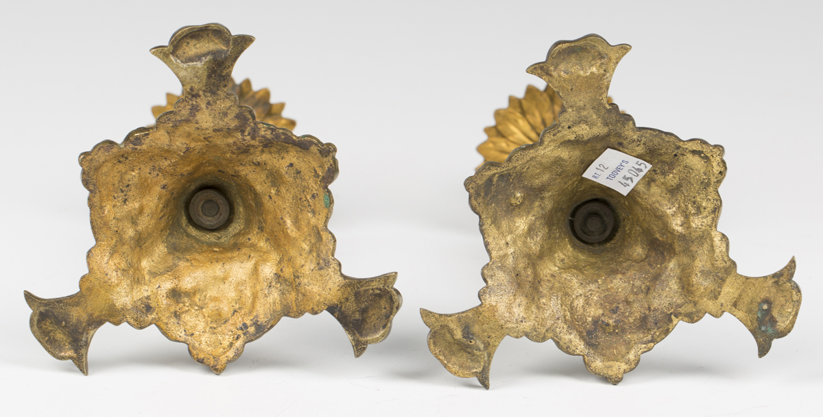 A pair of 19th century brown patinated and gilt bronze figural candlesticks, the classical female - Image 2 of 7