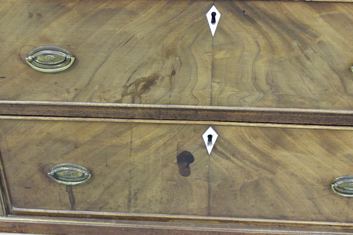 A 19th century and later mahogany chest of four graduated long drawers, on ogee bracket feet, height - Image 3 of 6