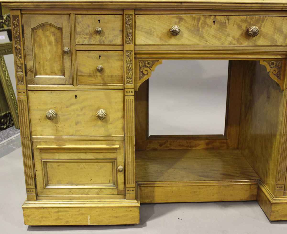 A late Victorian satinwood bedroom suite by M. Woodburn of Liverpool, comprising a wardrobe, - Image 16 of 26