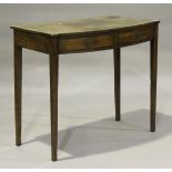 A George III mahogany bowfront side table with ebony stringing, fitted with two drawers, height