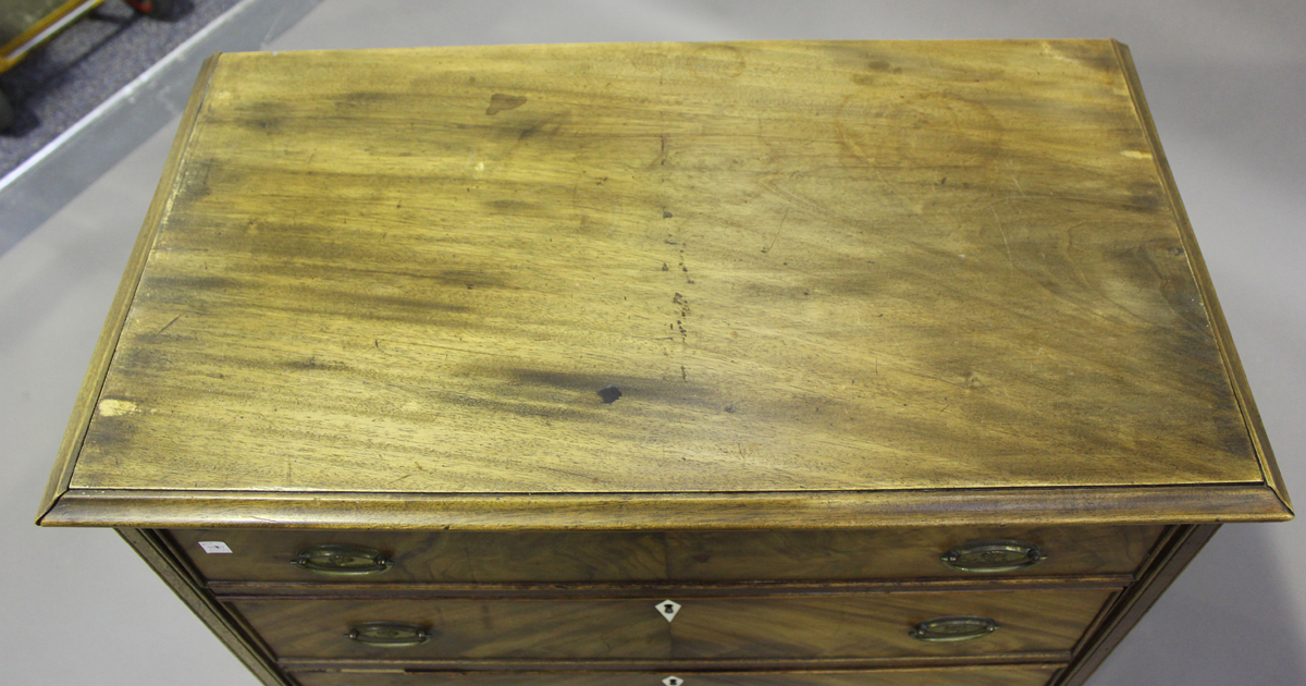 A 19th century and later mahogany chest of four graduated long drawers, on ogee bracket feet, height - Image 6 of 6