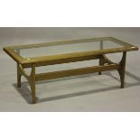 A mid-20th century teak frame 'Stateroom' coffee table by Stonehill, inset with a glass top,