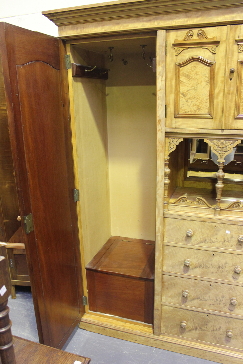A late Victorian satinwood bedroom suite by M. Woodburn of Liverpool, comprising a wardrobe, - Image 8 of 26