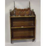 An early 20th century mahogany three-tier wall shelf, the top tier fitted with a letter rack, height
