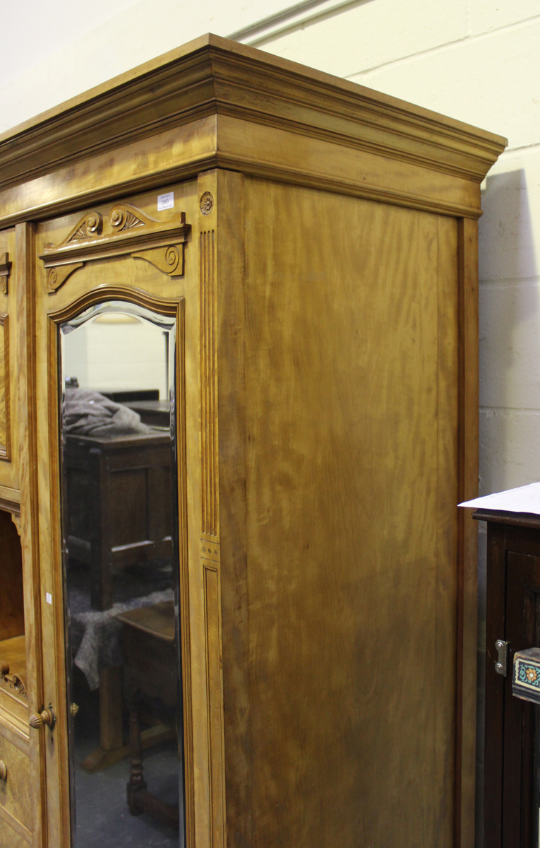 A late Victorian satinwood bedroom suite by M. Woodburn of Liverpool, comprising a wardrobe, - Image 4 of 26