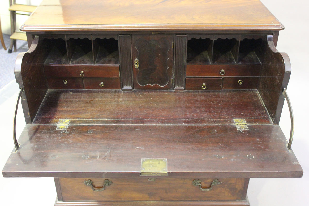 A 19th century mahogany secrétaire chest, the fall front revealing a fitted interior above three - Image 6 of 7