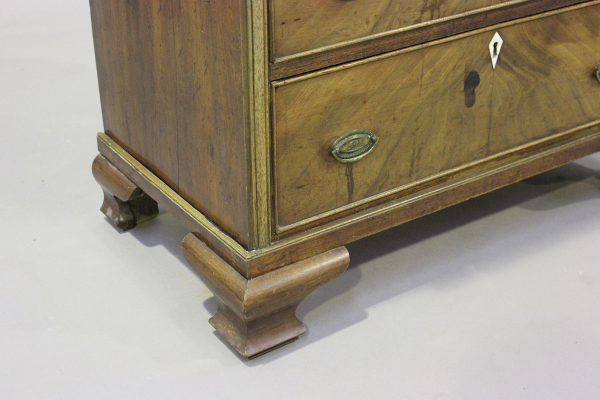 A 19th century and later mahogany chest of four graduated long drawers, on ogee bracket feet, height - Image 4 of 6