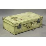 An early 20th century velum suitcase, bearing R.M.S. initials, height 25cm, length 77cm.Buyer’s